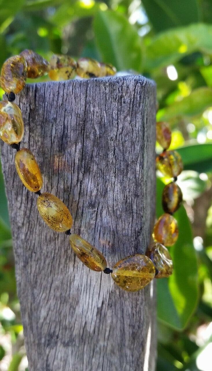 Amber Necklace Oval Bead