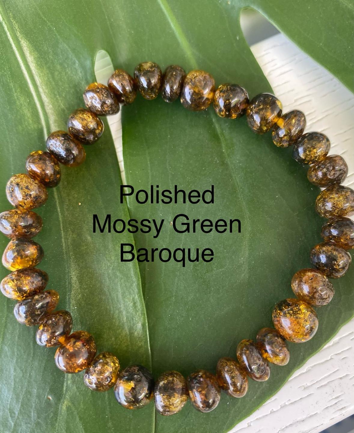 Amber Elastic Bracelet Baroque Round Bead