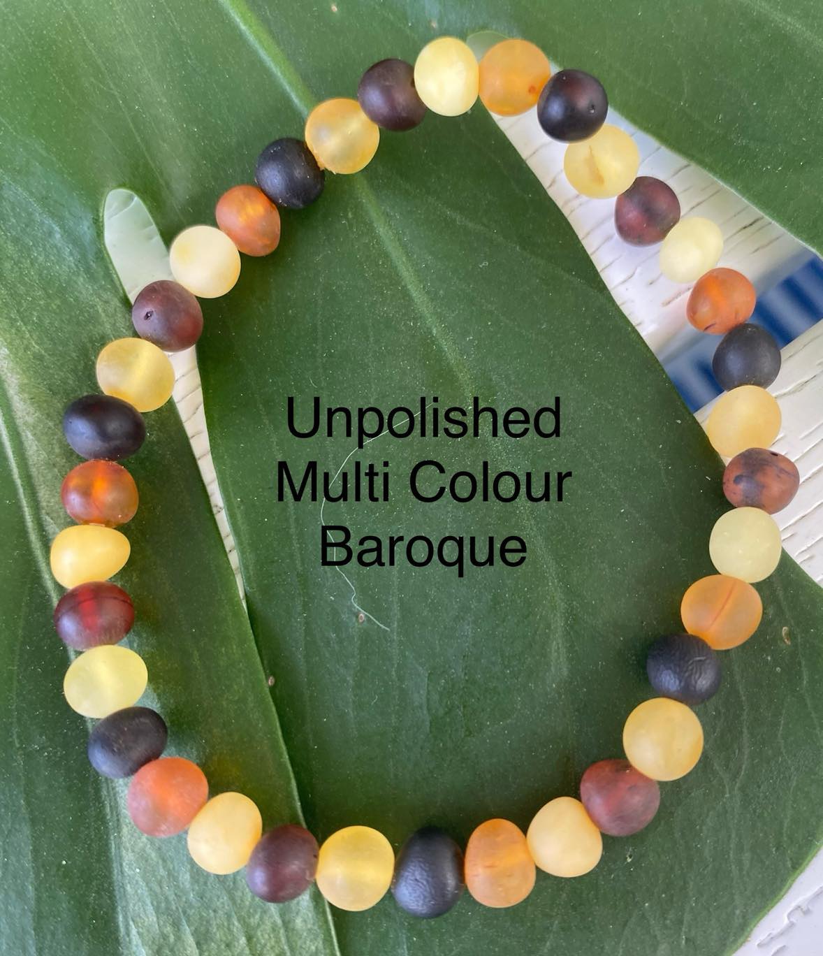 Amber Elastic Bracelet Baroque Round Bead