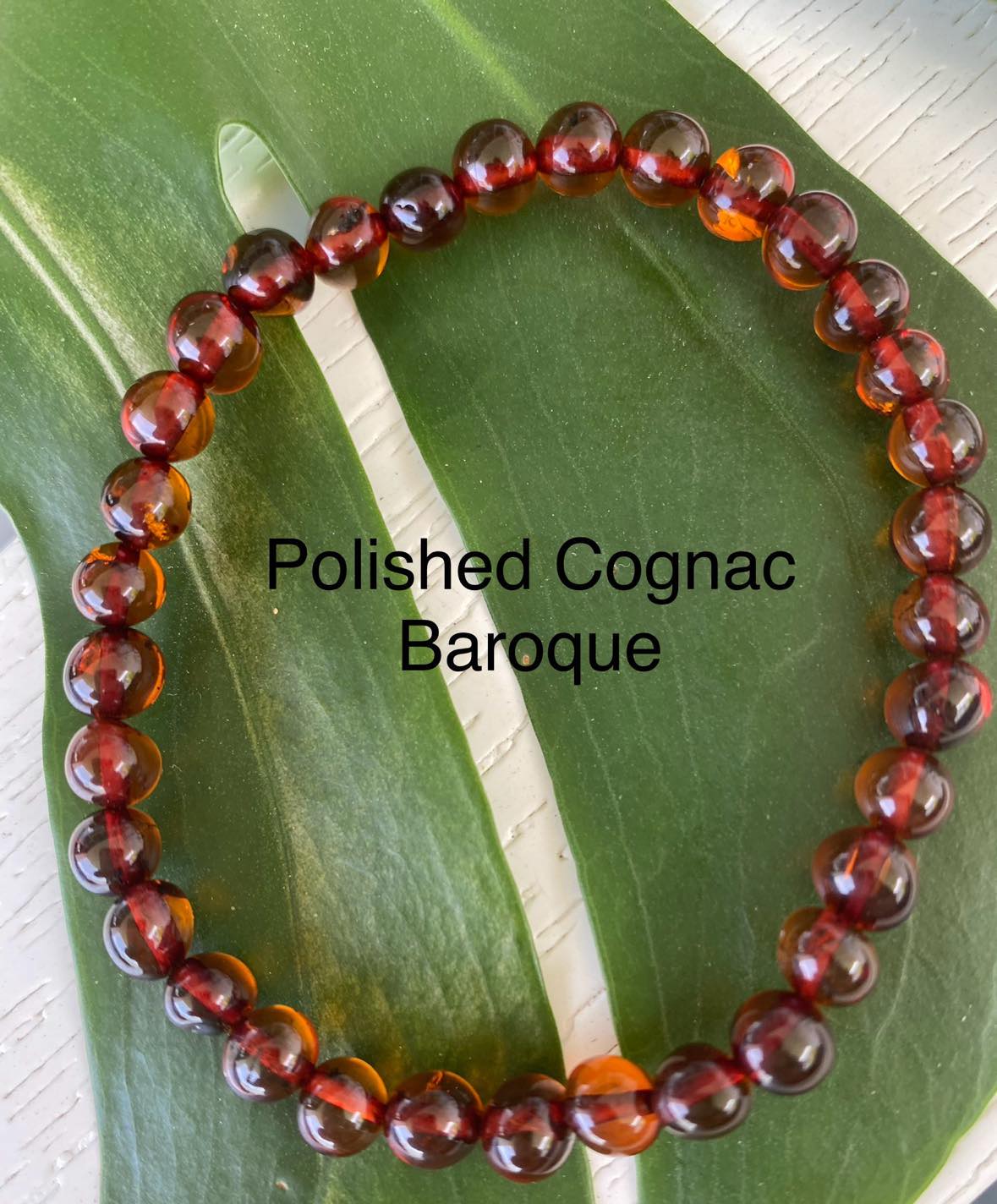 Amber Elastic Bracelet Baroque Round Bead