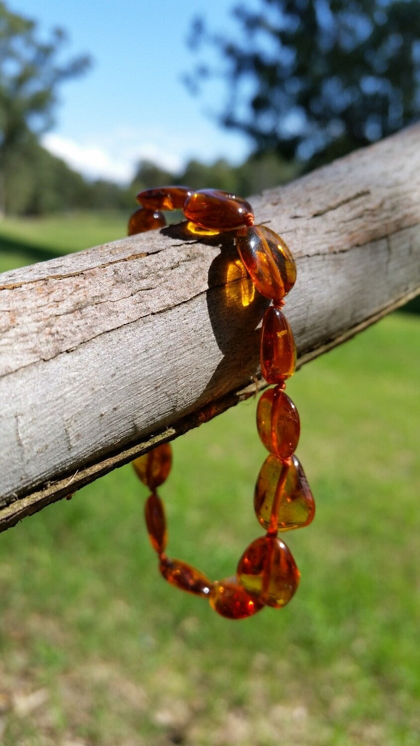 Amber Elastic Bracelet Olive Bead