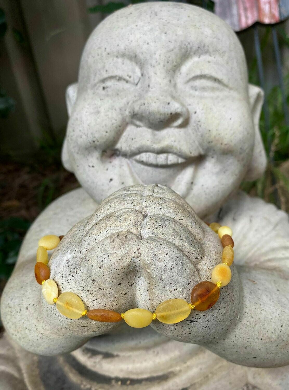 Amber Elastic Bracelet Olive Bead